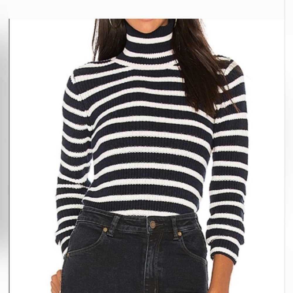 ROLLAS deck sweater size Large navy blue striped knit top size 12 large